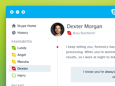 Skype Chat app chat desktop flat skype ui