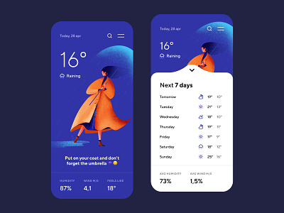 Weather App app concept design flat illustration interface ui ux weather app web