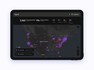 Network Monitoring Dashboard app dashboard map ui