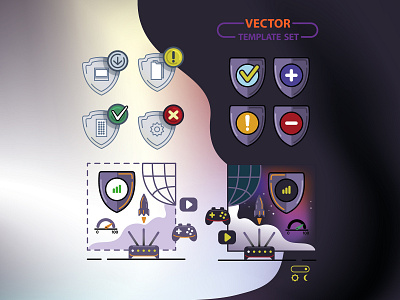 Vector template set for web animation art branding branding concept design flat graphic design illustration logo ui