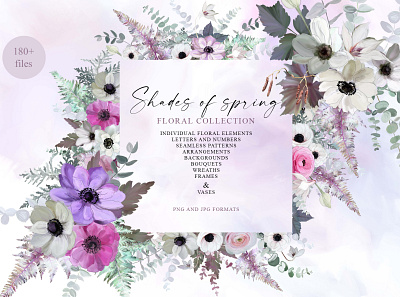 Shades of spring - floral collection illustration