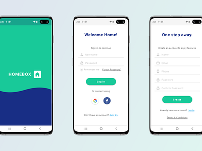 Homebox App Log In app logo mobile mobile app design mobile ui sketch ui uidesign uiux ux uxdesign