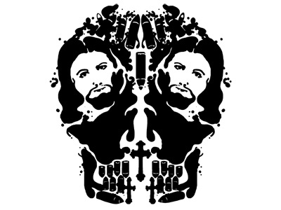 Jesus Bullet Skull design editorial graphic illustration news poster rorschach violence