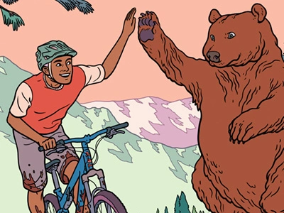 Raleigh bear bicycle bike illustration mountain sports