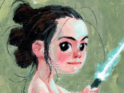 Reybaby illustration painting rey star wars