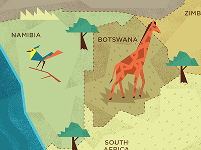 Africa animals digital drawing graphic illustration map photoshop