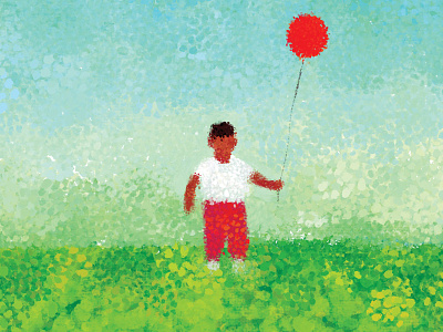 Boy with Balloon brushes digital drawing illustration painting photoshop