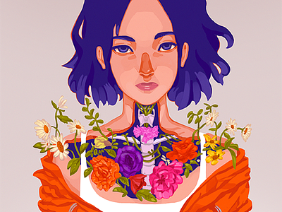 Forgive character digital painting drawing first shot flowers forgive girl human illustration personal personal work