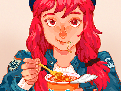 Slurp artwork character comic drawing eat food illustration manga noodle