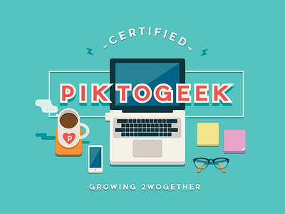 Certified Piktogeek anniversary desk gift laptop recognition stationery technology workplace