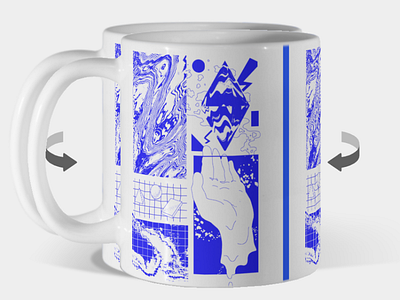 H form mug blueprint grid hand illustraion lineart