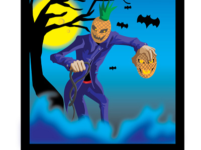 halloween jack o pineapple halloween illustraion illustrator vector