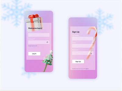 Christmas Gradient Sign Up and Log In Screens