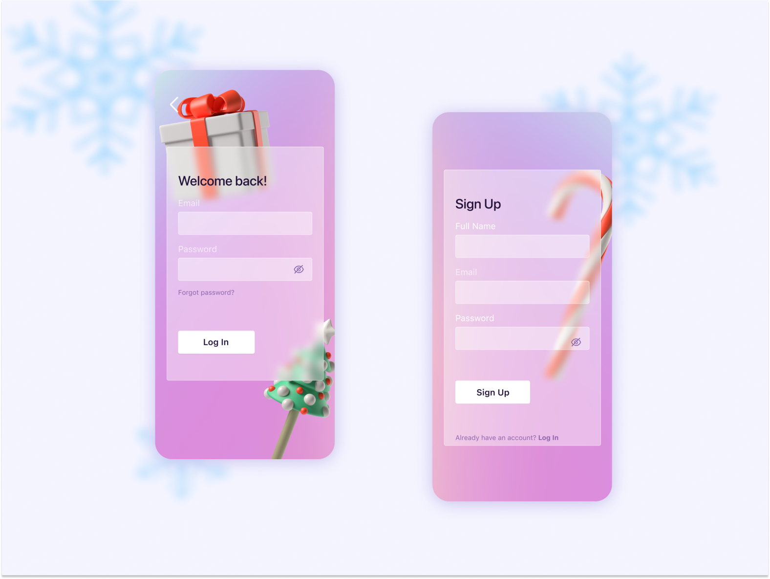 Christmas Gradient Sign Up and Log In Screens by Maryna West on Dribbble