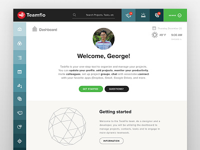 Teamflo - A Team Collaboration App branding charts design interactive typography ux web