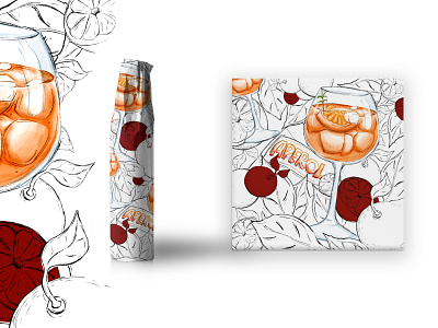 Pattern design - Aperol Spritz adobe photoshop alcoholic beverage design digital drawing graphic design illustration packaging pattern pattern design procreate