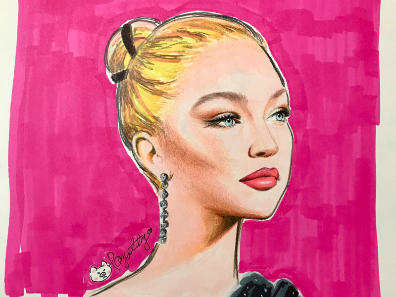 Gigi Hadid Sketch drawing by pARTicia  Doodle Addicts