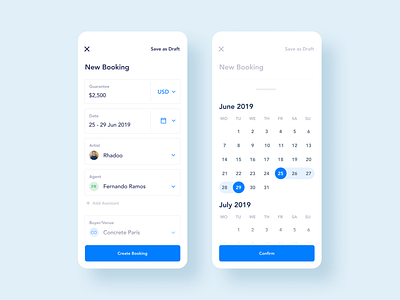 Booking Management App. Create a New Booking