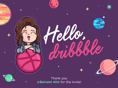 Hello Dribbble! across my universe debut design first shot hello dribbble illustration invite universe