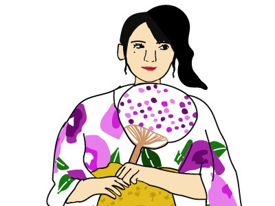 Japanese girl with traditional clothes design illustration japanese art