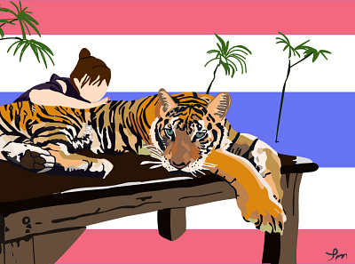 Tiger animal art design illustration illustration art illustrator japanese thailand tiger travel