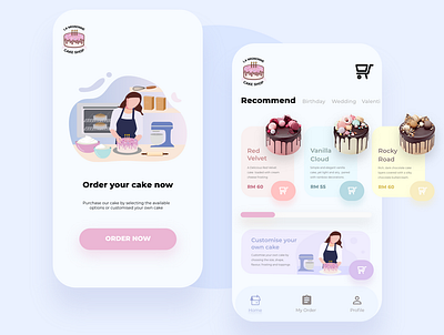 Cake Ordering System App appdesign illustration mobile ui mobileapp mobileapplication ui ux vector