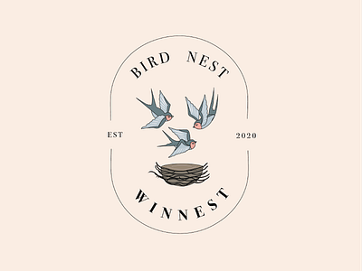 Bird Nest Logo Design bird logo branding design illustration logo typography vector