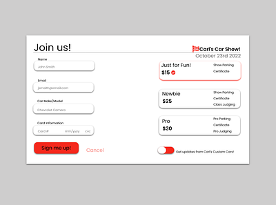 Daily UI: 001 - Car Show Sign Up Form