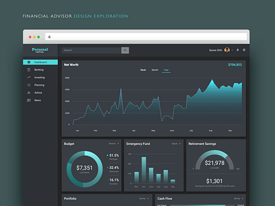 Financial Advisor Dark Mode Design Exploration