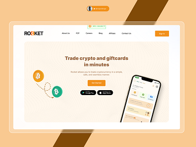 Rocket Landing page app app landing page bitcoin crypto design landing page redesign ui ux