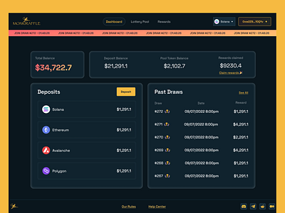 MonkiRaffle Dashboard blockchain crypto dapps decentralized defi ux web3