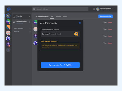 Joining a community modal blockchain crypto design ux web3