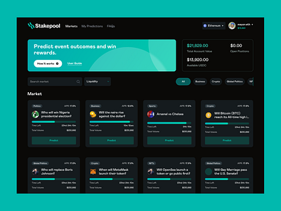 Defi Predicition App (Stakepool) blockchain crypto design web3