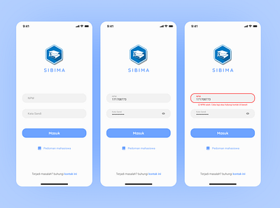 Login - Sibima App blue clean login mobile design sibima simple uajy