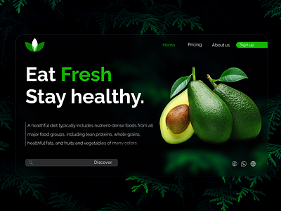 Glass morphism Website UI Design For healthy food Company