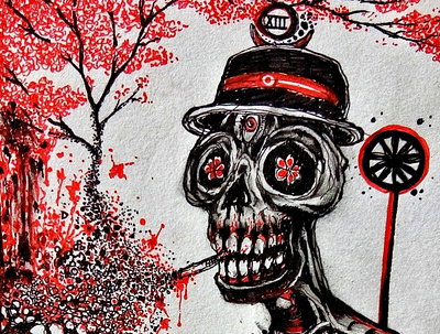 Death: Tarot illustration macabre pen pen drawing traditional art