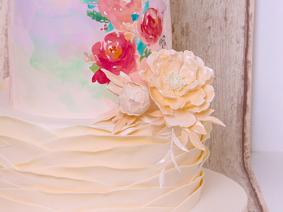 Wedding Cake flower pattern ranunculus sugar sheet wedding cake