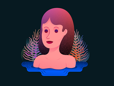 Girl pond girl gradient grain illustration pond vector