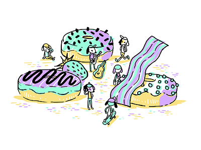 Donut Doge character donut illustration pastel screenprint