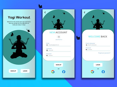 Sign up - Login with Google login sign up socialmedia ui ux uxui uxui design uxuidesign workout app yoga app