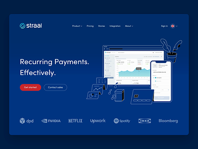 Straal 2020 Website animation clean fintech header homepage illustration landing landingpage payments saas webdesign webpage
