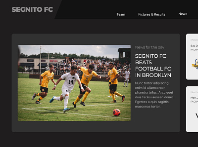 Sample Landing Page Hero Section - Segnito Football Club design football hero banner hero section landing page web design