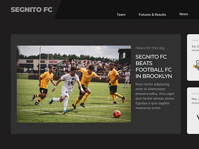 Sample Landing Page Hero Section - Segnito Football Club