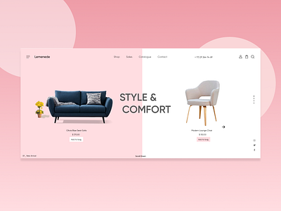 Hello Dribbble debut design furniture store typography ui ux website
