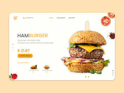 Food Landing Page UI/UX Design branding burger food food and drink landing page design restaurant typography ui ux website design