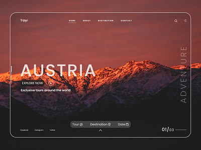 Landing Page:Travel Agency adventure agency ecommerce homepage landing mountain nature tour travel travelling trip typography ui ux web website design