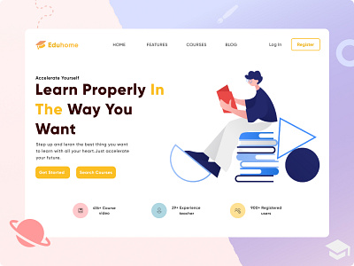 Eduhome Website Design Exploration clean education educational illustration landing learning learning platform minimal online courses student ui ux website website design