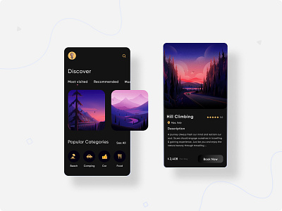 Travel App Concept app clean illustrations minimal mobile mobile app mobile app design mobile design tourist travel agency travel app travelling trip ui ux vacation