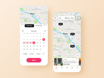 Redesign AirBnb travel app airbnb app booking calendar design flight booking hotel interface map mobile travel traveling trip ui