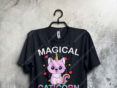 T Shirt Design Mockup With Hanger cat design flat graphic illustration kids t shirt t shirt design tee typography unicorn vector